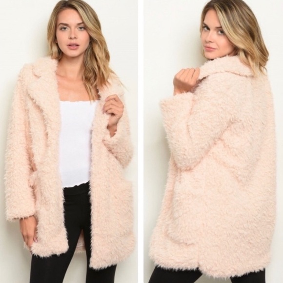 boutique Jackets & Blazers - Blush Sherpa Lined Coat - NEW